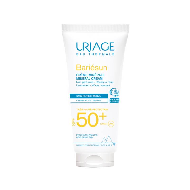 URIAGE - Uriage Bariésun Crema Mineral SPF50+ 100ml - Protección muy alta para pieles intolerantes a filtros químicos