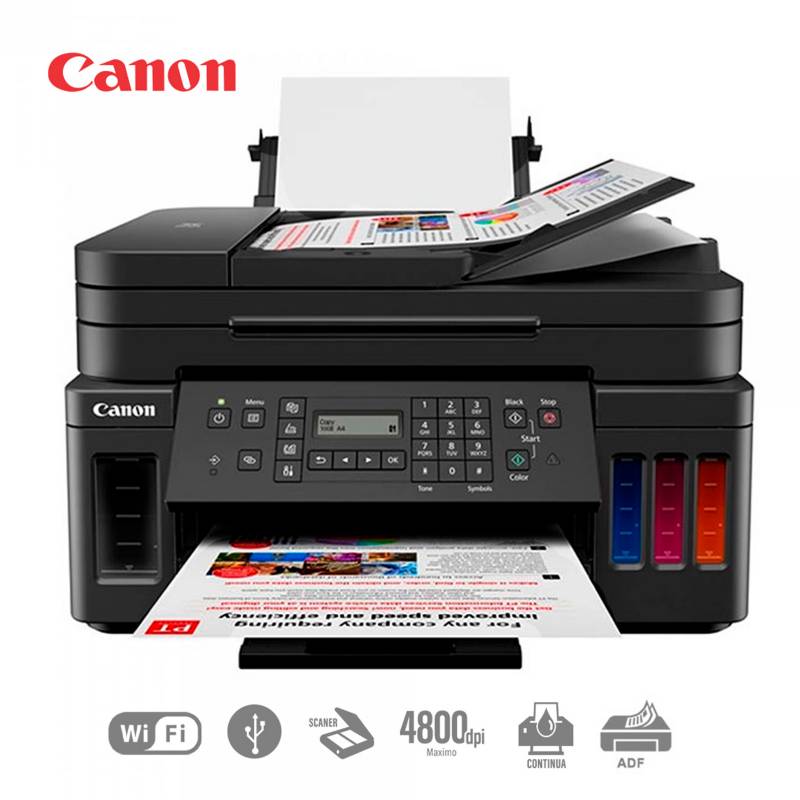 CANON - Impresora CANON Multifuncional Inalámbrica de Tinta Continua  PIXMA G7010 CON WIFI/ETHERNET Negro 