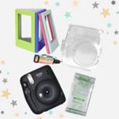 FUJI - Cámara Instax Mini 11 Gris + Pack de película + Marco de fotos + Estuche Transparente
