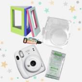FUJI - Cámara Instax Mini 11 Blanco + Pack de película + Marco de fotos + Estuche Transparente