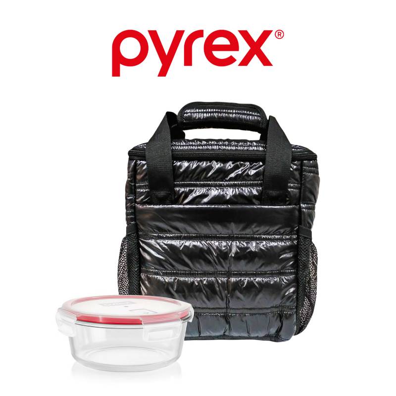 PYREX - Lonchera Térmica Negra con Taper de Vidrio 400 ml Scool