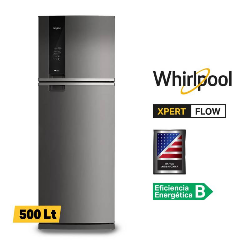 WHIRLPOOL - Refrigeradora Whirlpool Congelador Superior 500 Lts WRM57AKBPE  Gris
