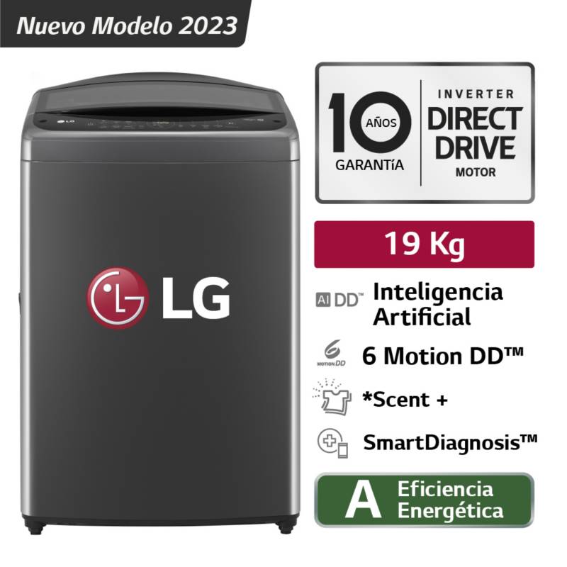 LG - Lavadora WT19BV6 19kg AI DD Carga Superior Negro Claro LG