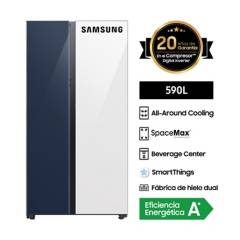 SAMSUNG - Refrigeradora Side by Side Bespoke 590L Clean Navy / Clean White