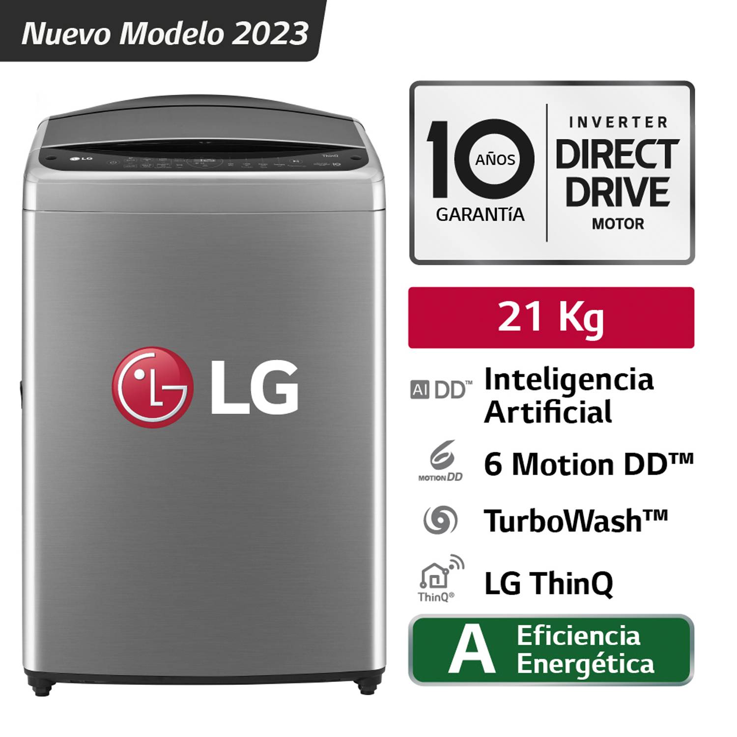 Lavadora LG 21 kg automática carga superior WT21VV6