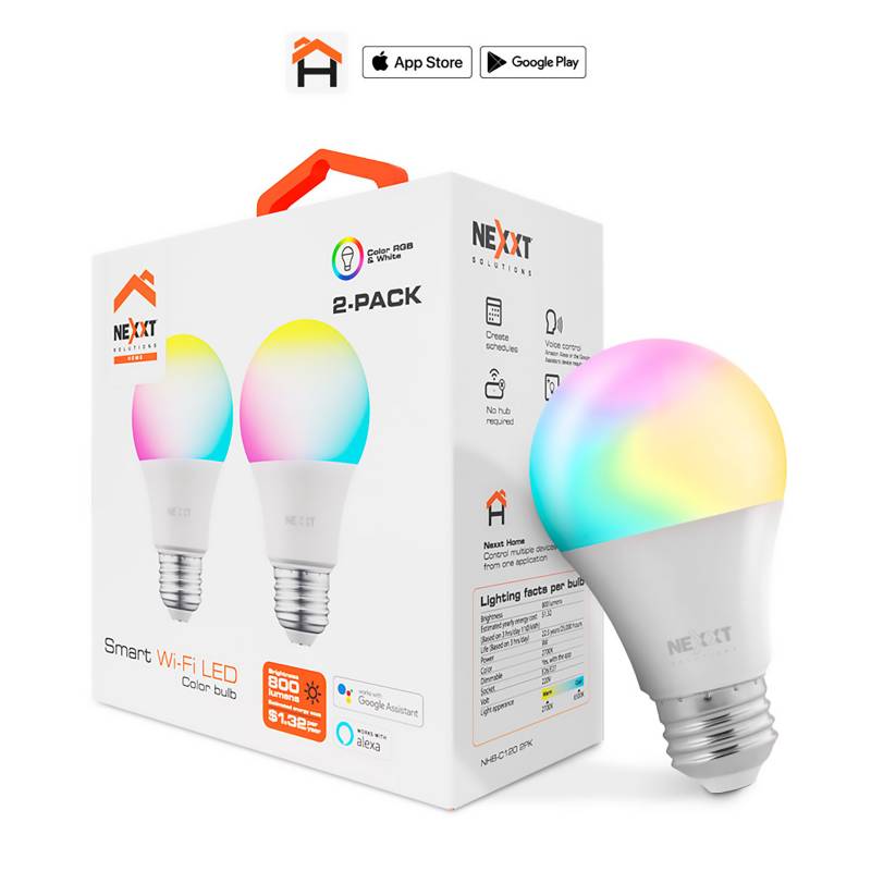 NEXXT - Nexxt H Set de Iluminación 2 piezas Smart Led Bulb RGB