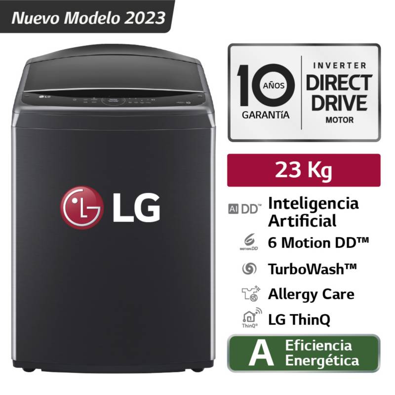 LG - Lavadora WT23PBVS6 23Kg AI DD Carga Superior Negro Plateado LG
