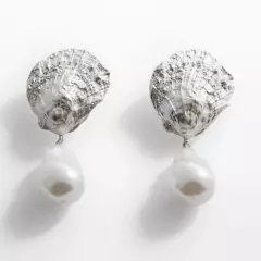 MANGO - Pendientes concha perla