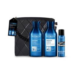 REDKEN - Pack Extreme de Redken para cabello dañado: Shampoo 500ml + Acondicionador 500ml + Dry Shampoo 150ml