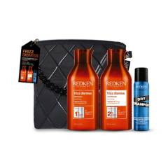 REDKEN - Pack Frizz Dismiss de Redken para cabello con frizz: Shampoo 500ml + Acondicionador 500ml + Dry Shampoo 150ml