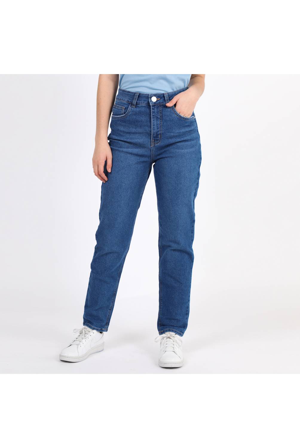 Pantalón Jean Mujer mom rasgado