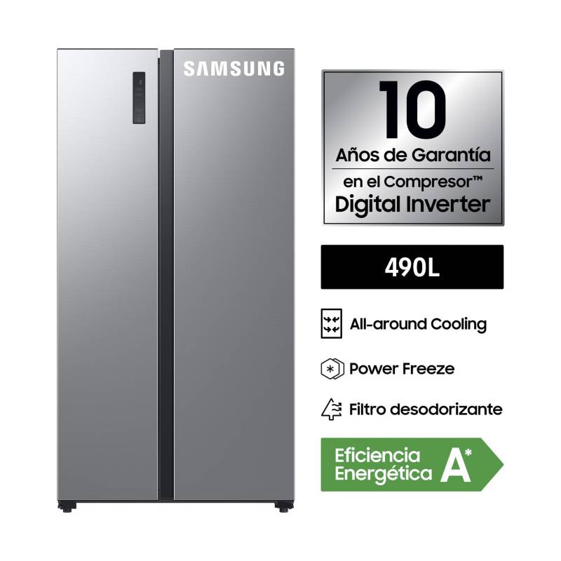 SAMSUNG - Refrigeradora Samsung Side by Side Gris 490Lt RS52B3000M9