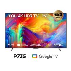 TCL - Televisor Tcl 75" Google Tv 75p735 4k Ultra Hd