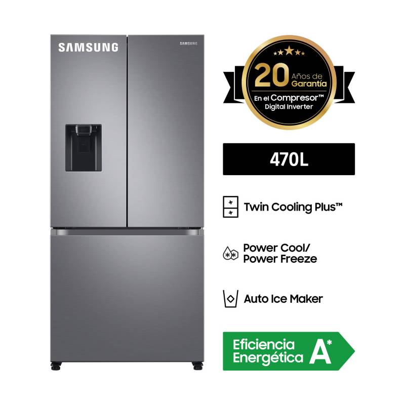 SAMSUNG - Refrigeradora Samsung French Door 470l Rf49a5202s9/pe Silver