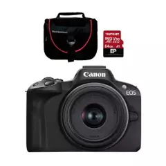 CANON - Cámara Canon R50(bkus) Con Lente Rf-s 18-45mm Is Stm + Estuche  +  Microsd 64gb