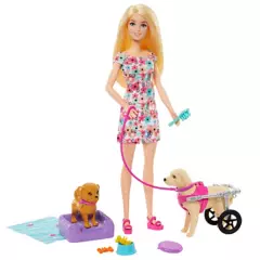 BARBIE - Barbie Muñeca Paseo de Perrito Con Silla de Ruedas