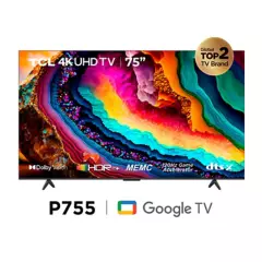 TCL - Televisor Tcl 75" Google Tv 75p755 4k Ultra Hd Smart Tv