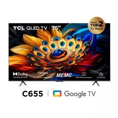 TCL - Televisor Tcl 75" Google Tv 75c655 Qled 4k Ultra Hd Smart Tv
