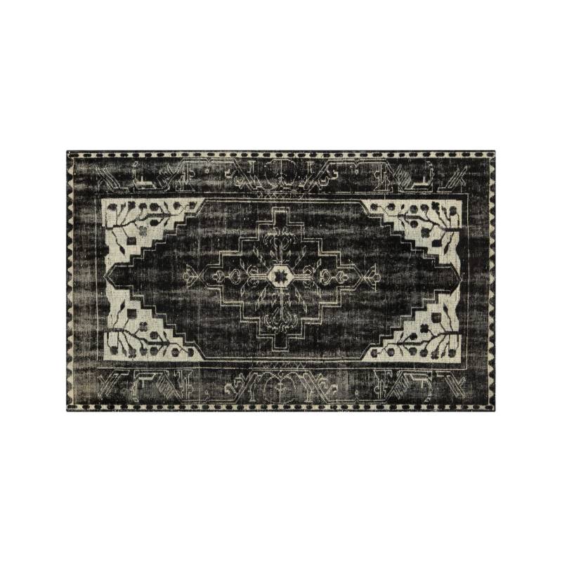 CRATE & BARREL - Alfombra Oriental Anudada a Mano Anice Negra de 152 cm x 244 cm
