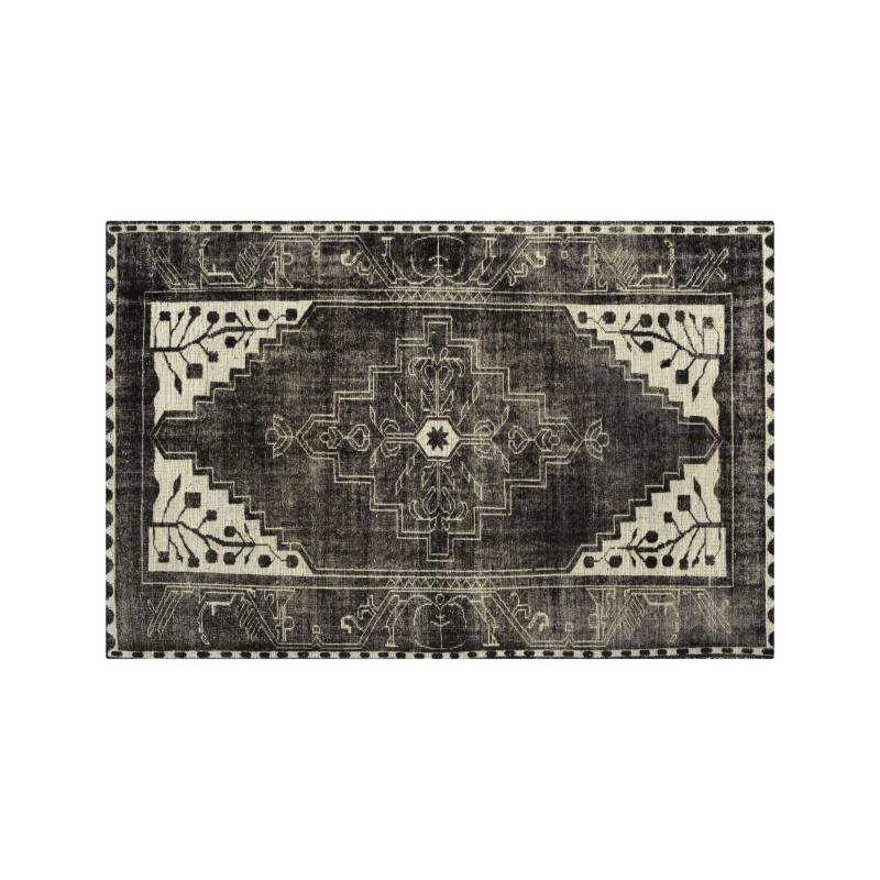 CRATE & BARREL - Alfombra Oriental Anudada a Mano Anice Negra de 183 cm x 274 cm
