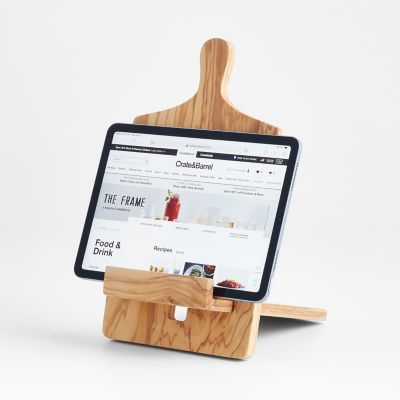 Soporte para libro de cocina, de madera rústica, estilo tabla de cortar,  soporte ajustable para libros de recetas para iPad y soporte para cocina  con