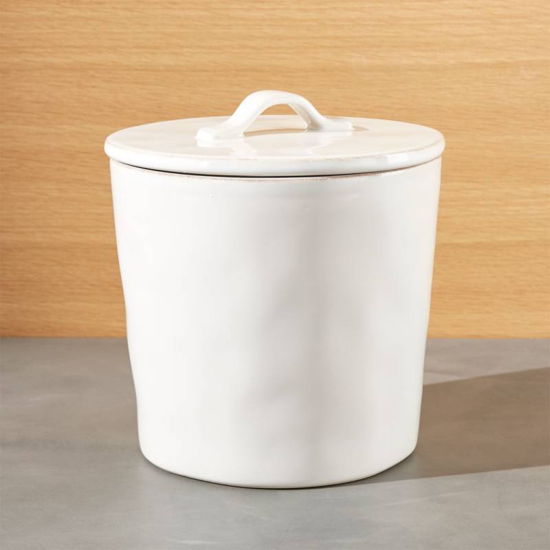CRATE & BARREL - Canister Marin Blanco Mediano
