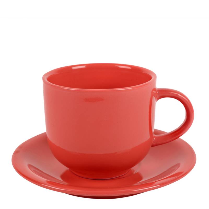 MICA - Taza de Té y Plato Rojo Cerámica