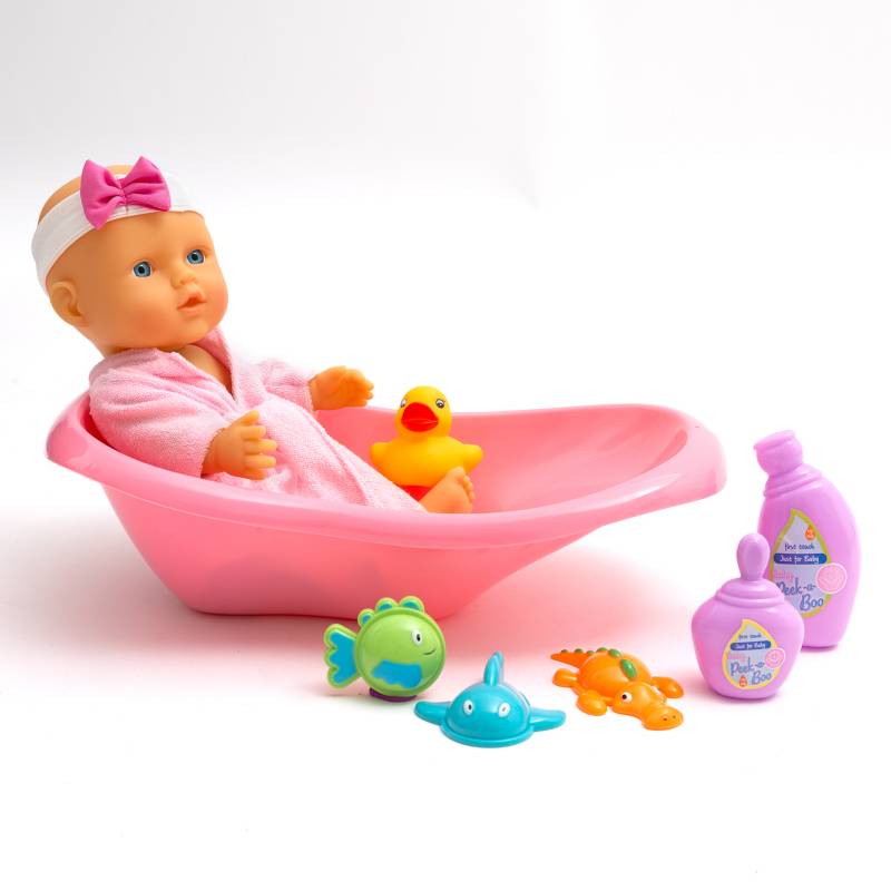 Bañera bebé con muñeca y accesorios