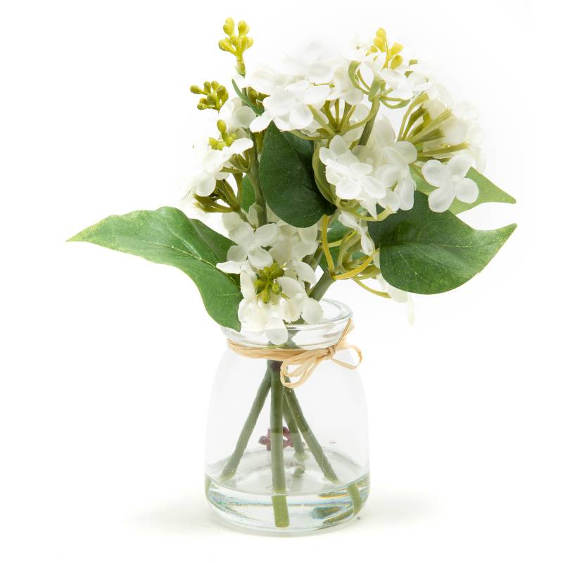 Flor Lila Blanca Vidrio 20 cm MICA 