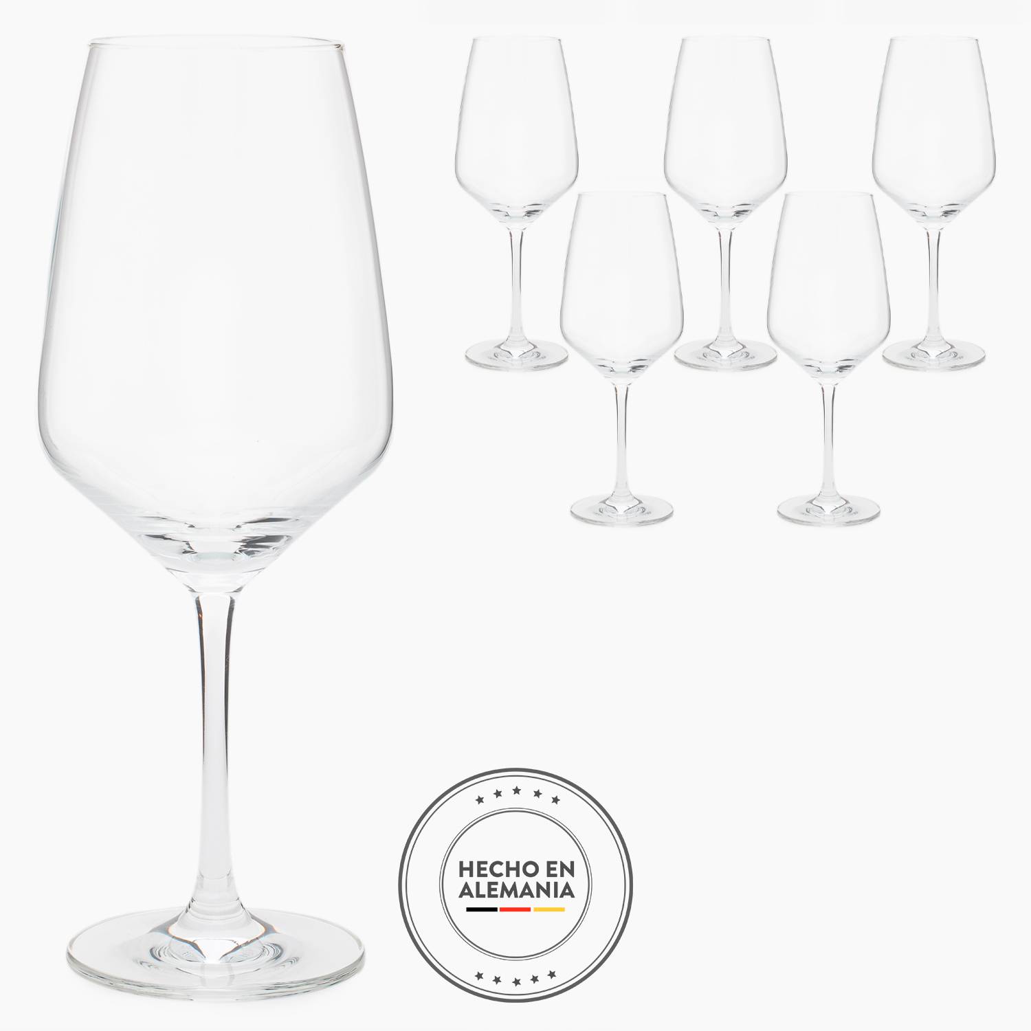 Tradineur - Set de 6 copas de vino de cristal, diseño sofisticado y elegante,  aptas para lavavajillas, restaurante, hogar (47 cl