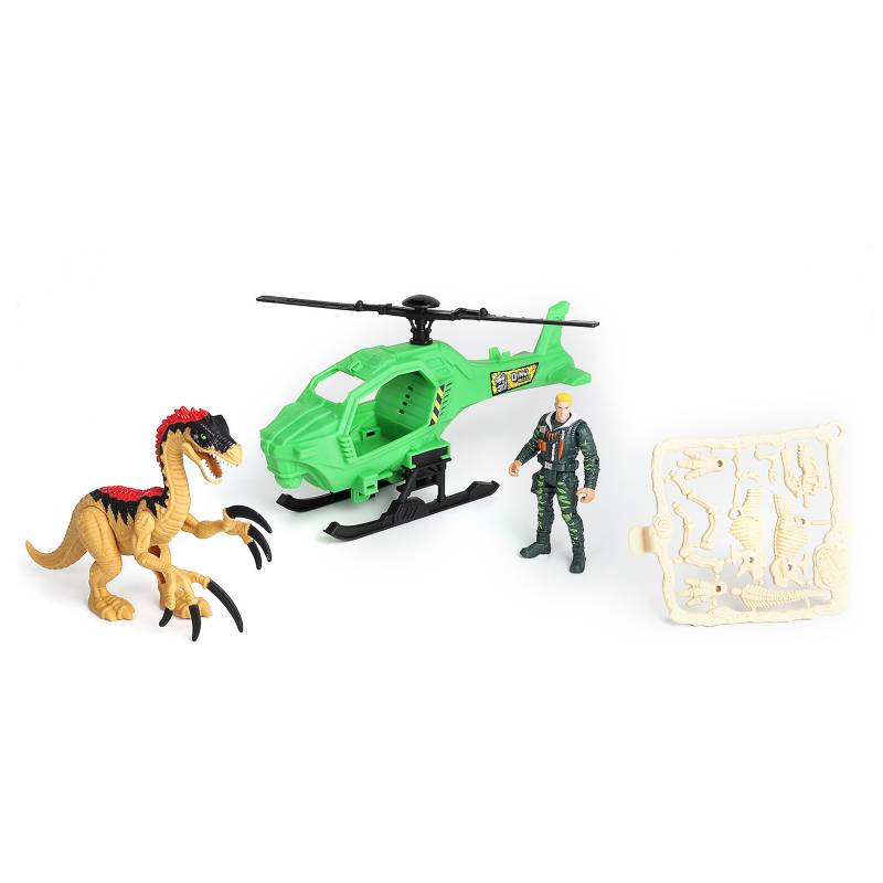 DINO VALLEY - Set Dinosaurio Con Helicóptero