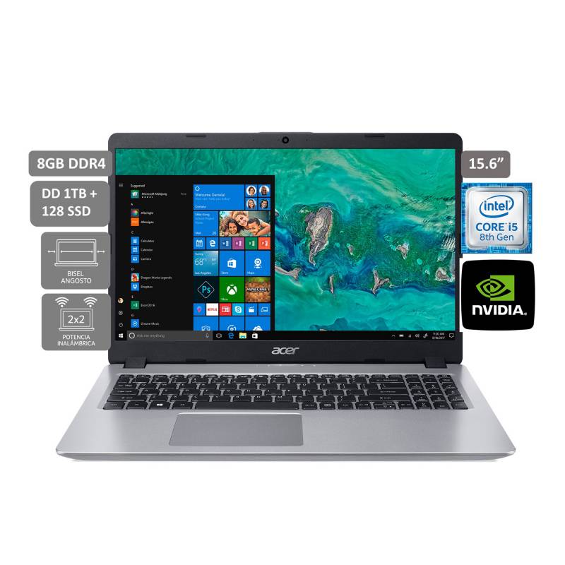 ACER - Laptop Aspire5 Core i5-8265 15.6" 8GB RAM 1TB+128GB SSD + 2GB Video Nvidia - Pantalla HD