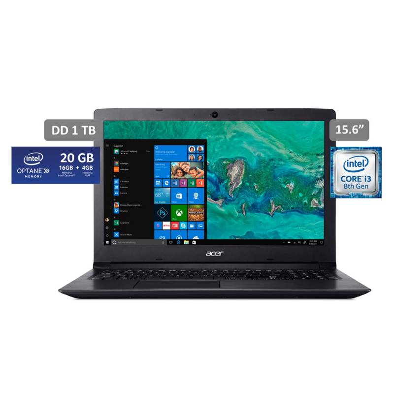 ACER - Laptop Aspire3 15.6" Core i3-8130U 4GB+16GB Optane 1TB HDD - Pantalla HD