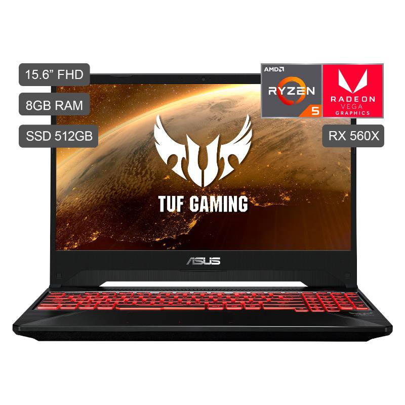 ASUS - Laptop Gamer TUF Ryzen5-3550H 512GB SSD 8GB RAM  + 4GB Video AMD Radeon RX560X - Pantalla Full HD