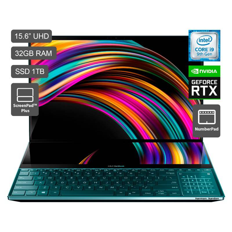 ASUS - Laptop ZenBook Pro Duo 15.6" Core i9 9vna Gen 1TB SSD 32GB RAM + 6GB Video NVIDIA GeForce RTX 2060