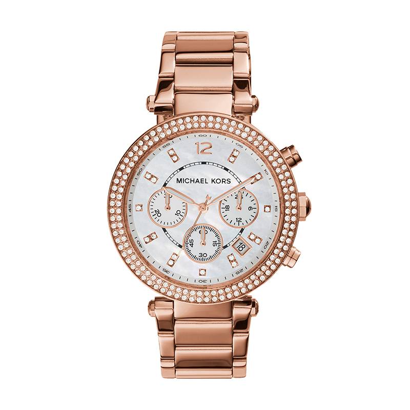 MICHAEL KORS - Reloj Dama, extensible acero oro rosado, carátula blanca - Análogo multifunción
