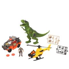 DINO VALLEY - Set de Juguetes Dinosaurio con Helicoptero Y Carro