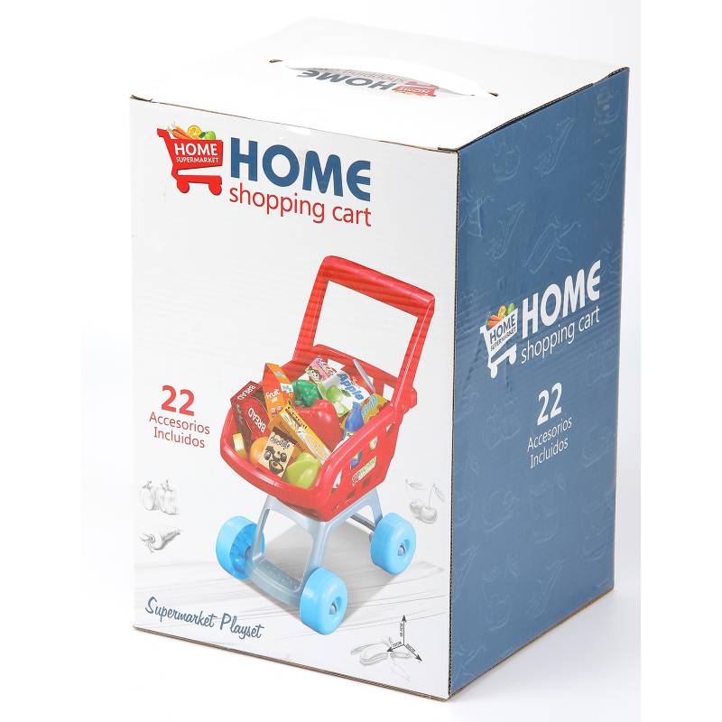  Carrito de compras para niños pequeños, carrito de compras  interactivo educativo de plástico, carrito de compras de juguete, para  desarrollo de aprendizaje, tienda de comestibles (azul) : Juguetes y Juegos