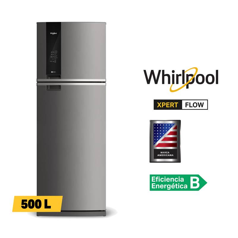 WHIRLPOOL - Refrigeradora Whirlpool Congelador Superior 500 Lts WRM57AKBPE  Gris