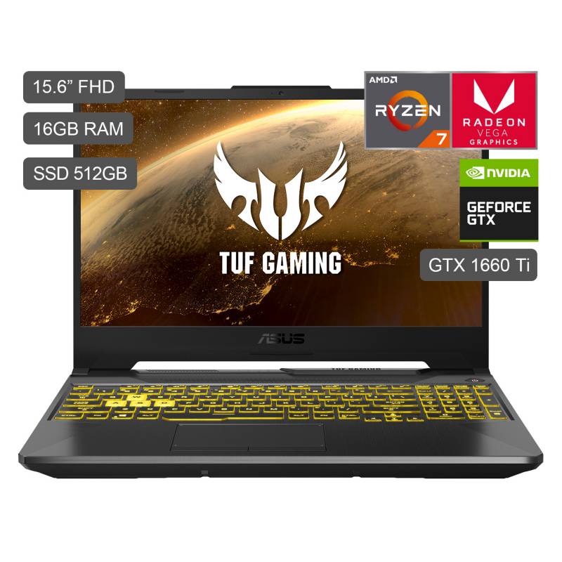 ASUS - Laptop Gamer TUF A15 15.6" FX506IU R7-4800HS 512GB SDD 16GB RAM + 6GB Video Nvidia GTX1660Ti