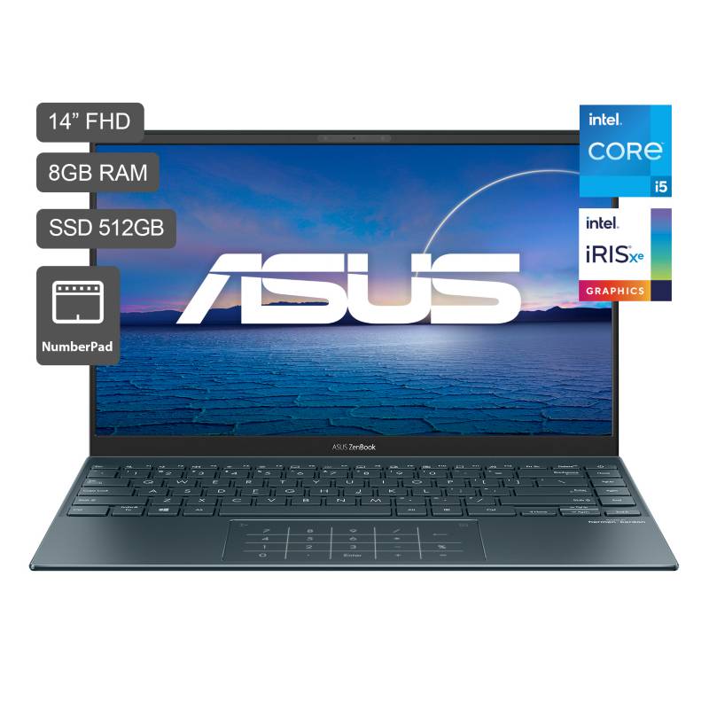 ASUS - Laptop Zenbook 14" Core i5 11va Gen 512GB SSD 8GB RAM - Pantalla FHD - Gráficos Iris Xe Intel