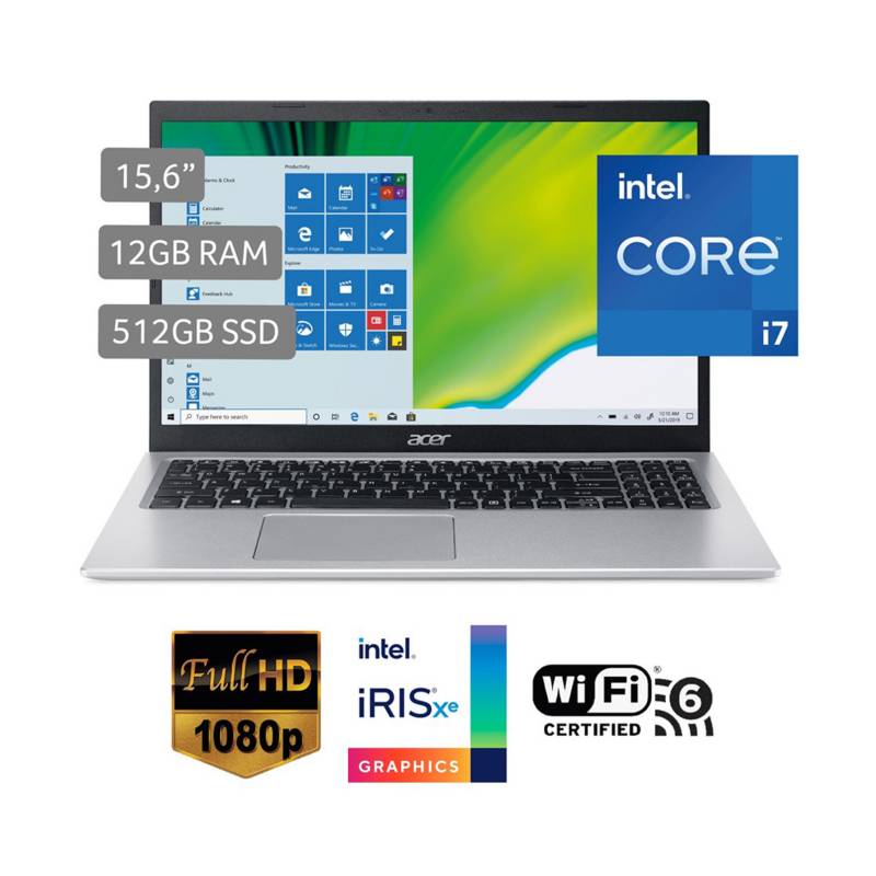 ACER - Laptop Aspire 5 A515-56-76D1 15.6" Core i7 1165G7 12GB 512GB  