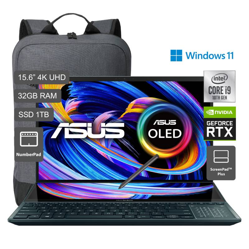 ASUS - ZenBook Pro Duo 15 OLED UX582 Core i9 15.6'' UHD 1TB SSD 32GB RAM