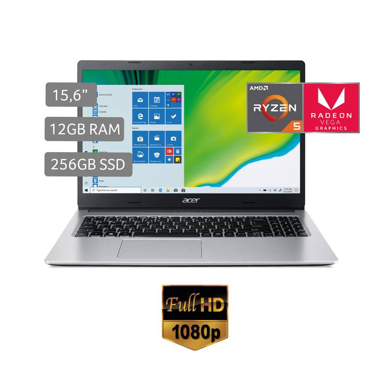 ACER - Laptop Acer AMD Ryzen 5 12GB 256GB SSD Aspire 3 Serie 3000 15.6''