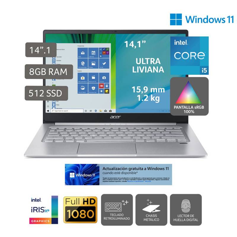 ACER - Laptop Swift 3 SF314-59-59TX 14" FHD Core i5 1135G7 8GB 512GB