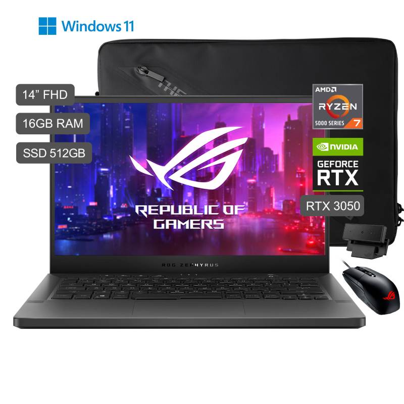 Rog Zephyrus G14 Ga401qc Ryzen 7 5800hs 14 Fhd 512gb Ssd 16gb Ram 4gb Rtx 3050 Asus