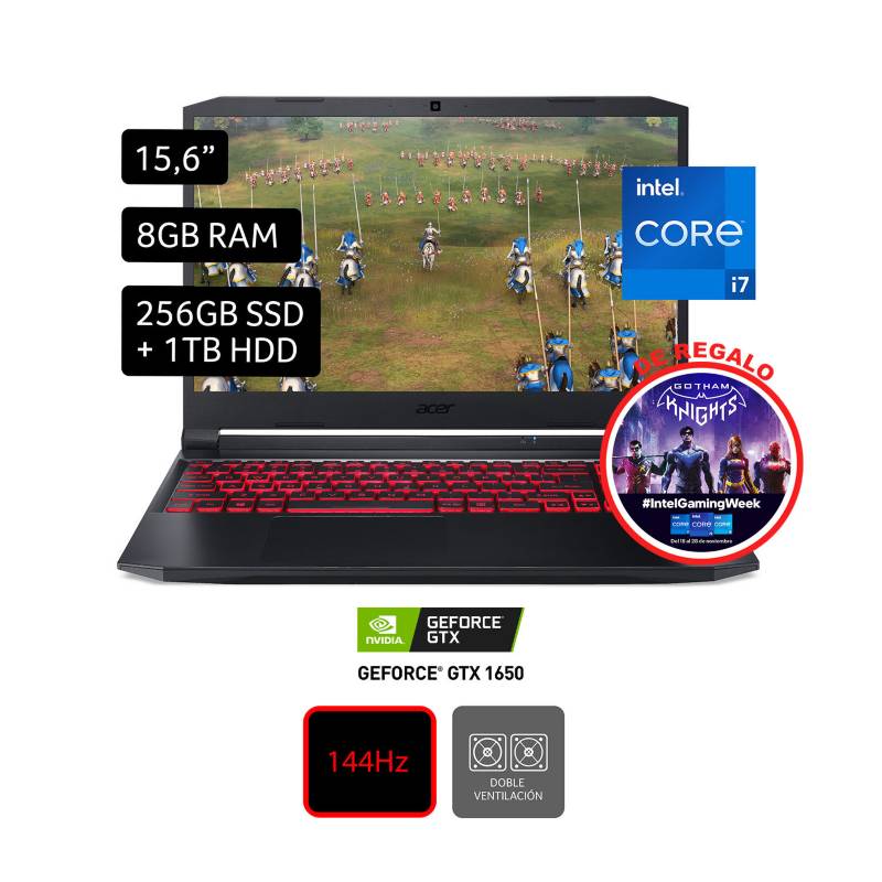 ACER - Laptop Gamer ACER Nitro Intel Core i7 11° Gen 8GB RAM 1TB HDD + 256 SSD 15.6'' GTX 1650 4GB
