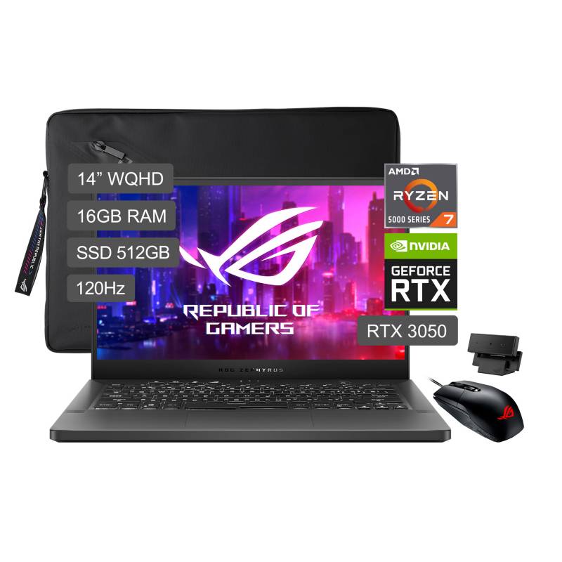 ASUS - Laptop Gamer ASUS ROG AMD Ryzen 7 Serie 5000 16GB 512 GB 14'' RTX 3050