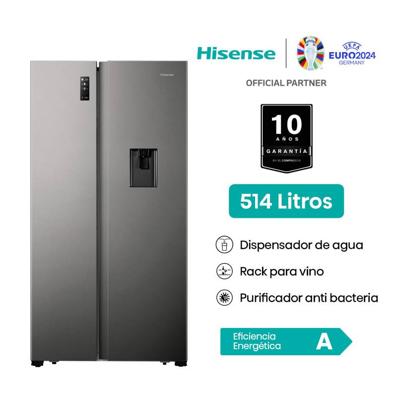 HISENSE - Refrigeradora Hisense 514L Side by Side