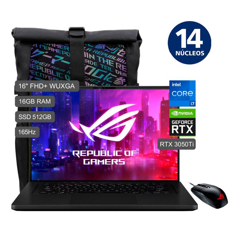 ASUS - Laptop Gamer ROG Zephyrus Intel Core i7 12° Gen 14 núcleos - 16GB 512GB SSD 16" RTX3050 Ti